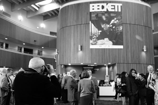 Image: John Minihan photographing the Festival of Ideas launch event and his own Beckett photograph
